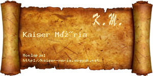 Kaiser Mária névjegykártya